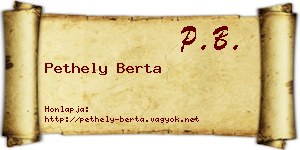 Pethely Berta névjegykártya